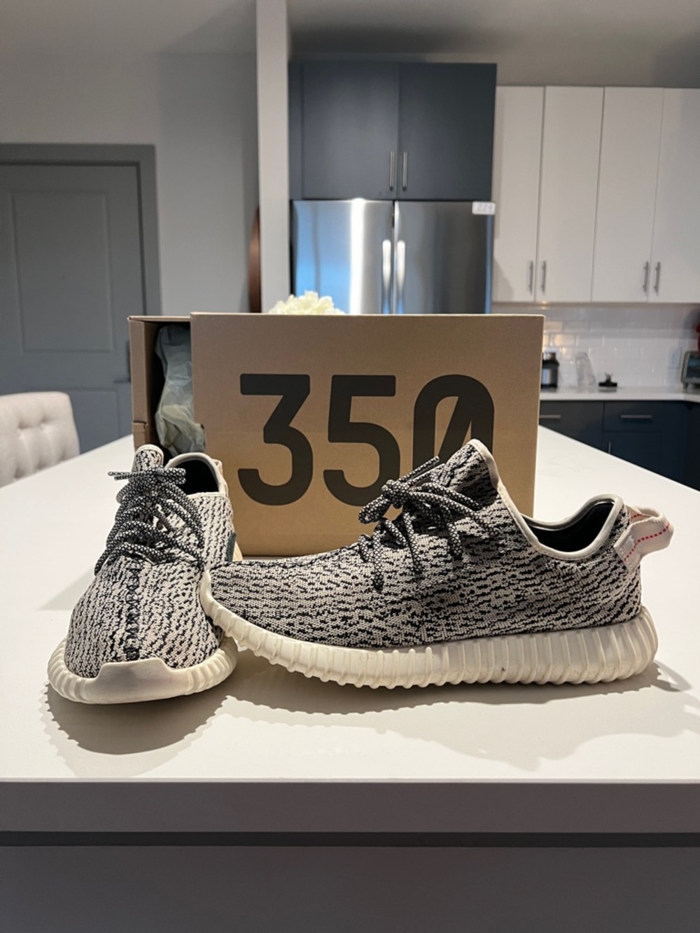 adidas Cream and Black Knit Lace-Up Sneakers